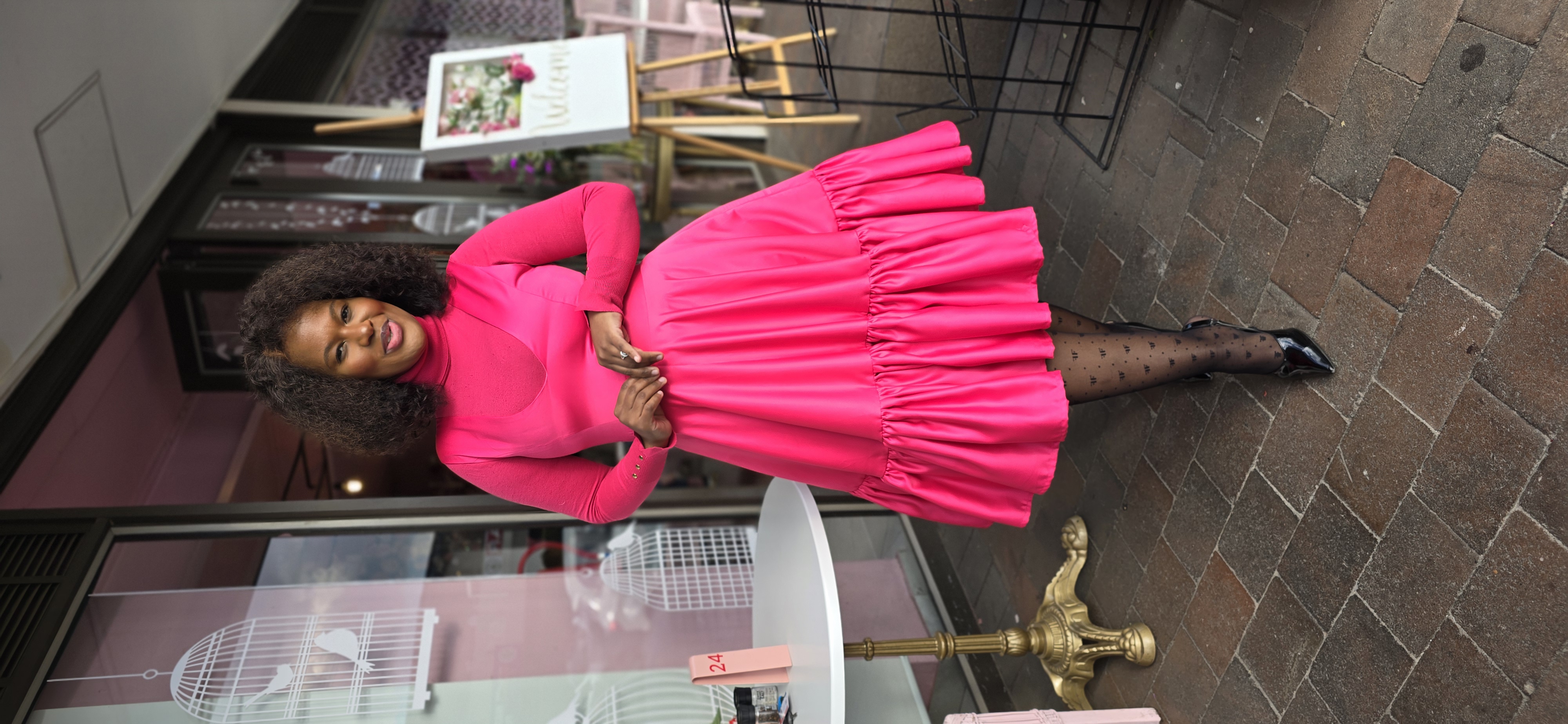 Satin gathered dress - Product Image
